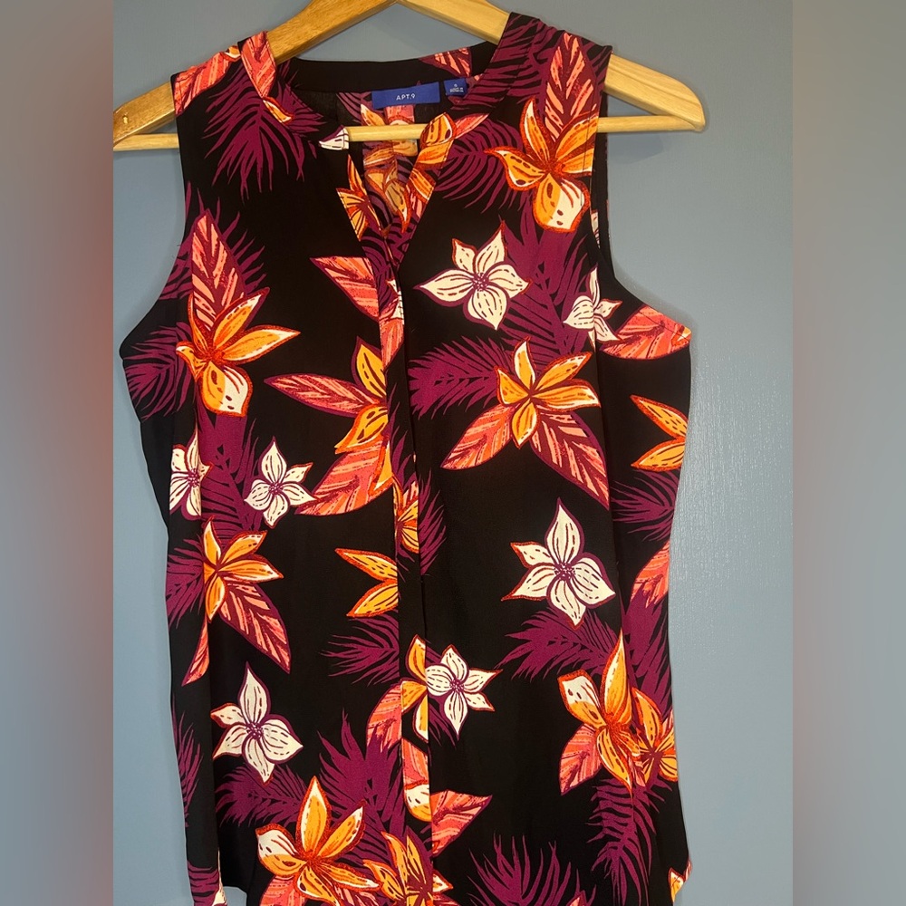 Apt. 9 Black and Orange Floral Blouse - Picture 2 of 8